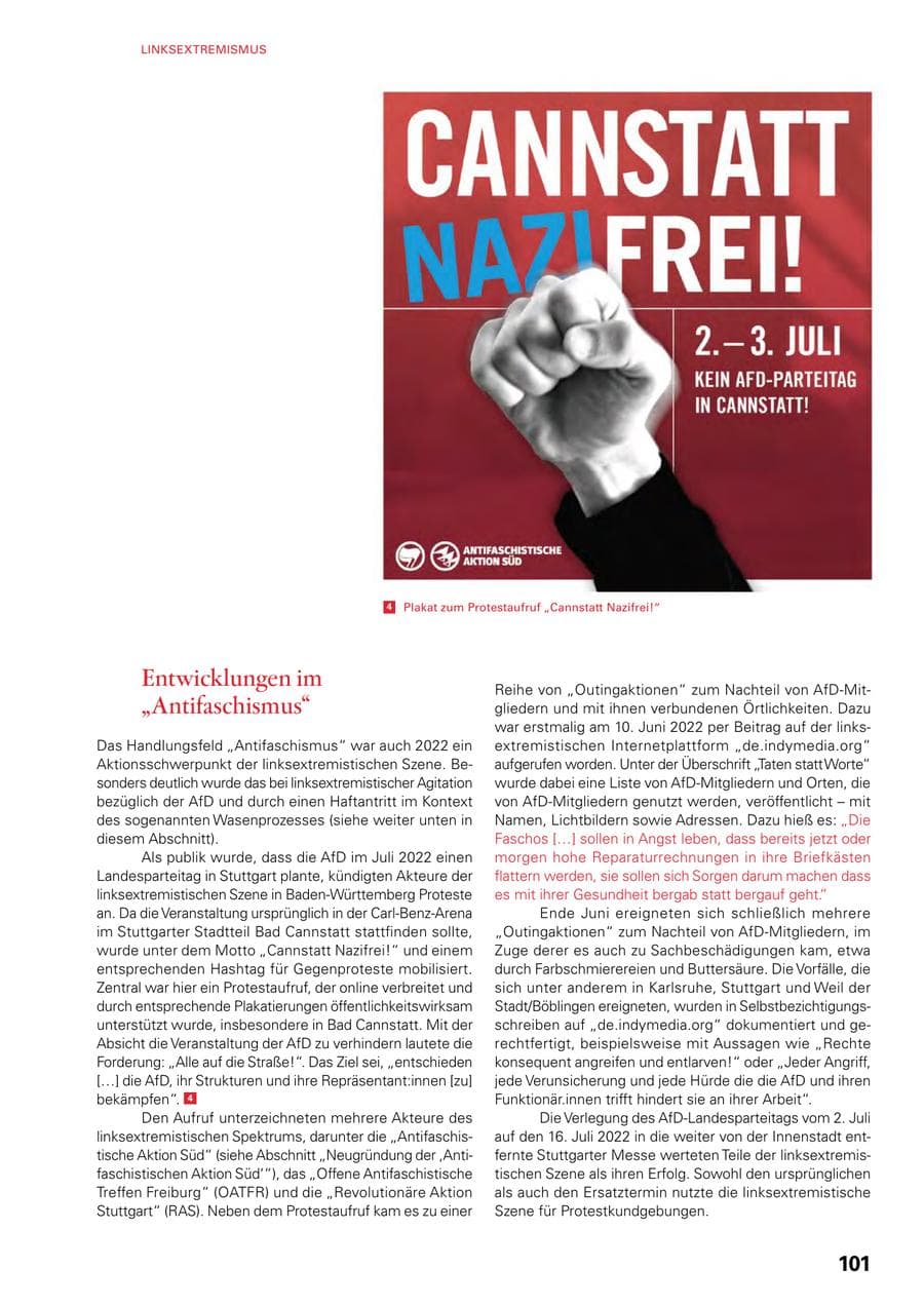 Seite 99 des Verfassungsschutzbericht 2022 Baden-Württemberg
