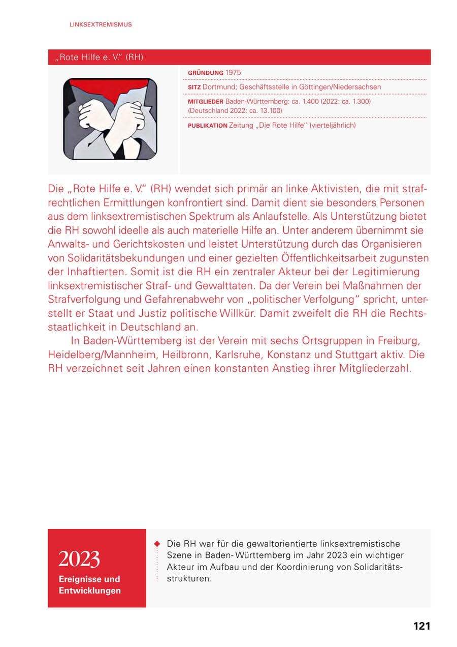 Seite 119 des Verfassungsschutzbericht 2023 Baden-Württemberg