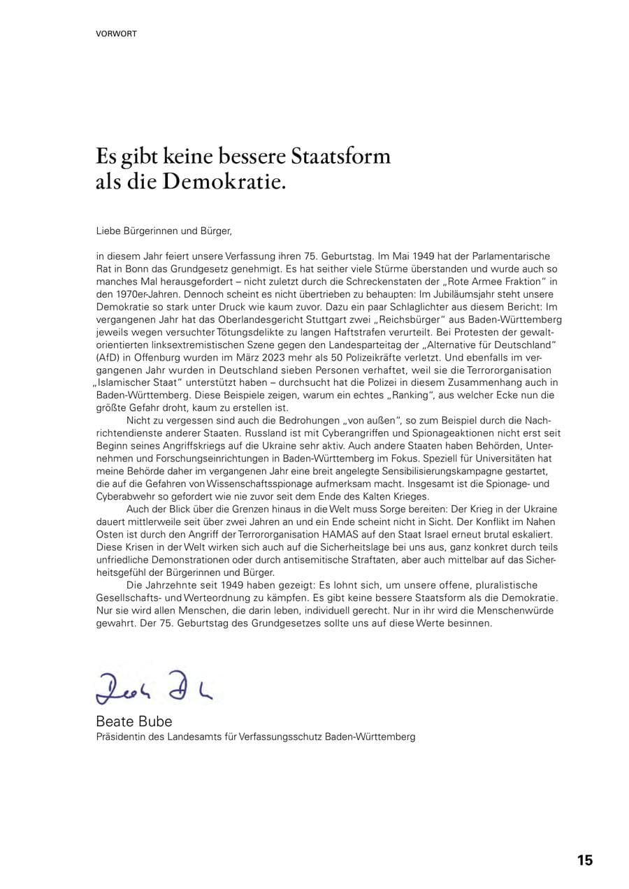 Seite 13 des Verfassungsschutzbericht 2023 Baden-Württemberg