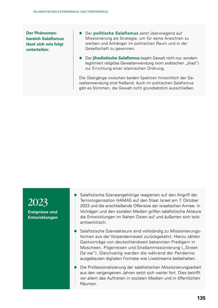 Seite 133 des Verfassungsschutzbericht 2023 Baden-Württemberg
