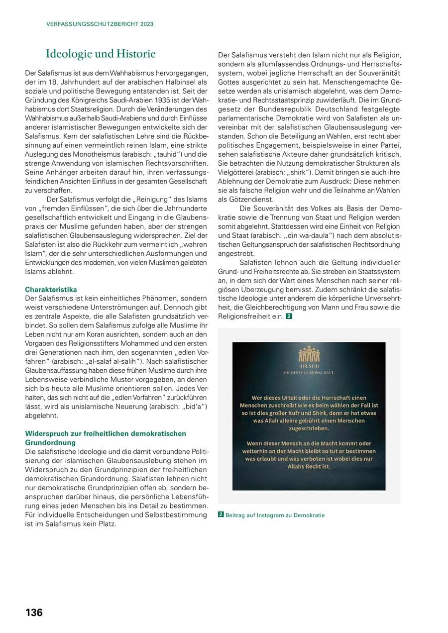 Seite 134 des Verfassungsschutzbericht 2023 Baden-Württemberg