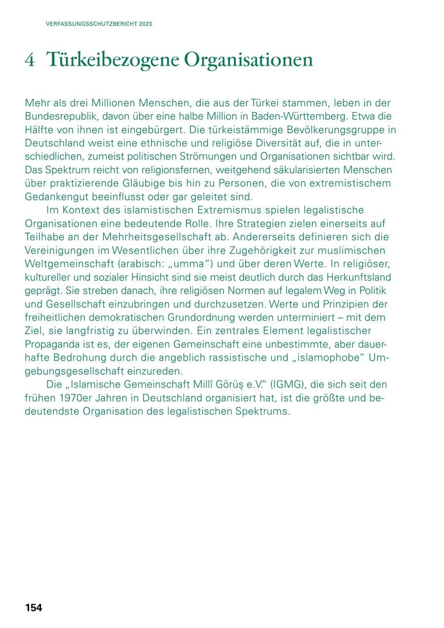 Seite 152 des Verfassungsschutzbericht 2023 Baden-Württemberg