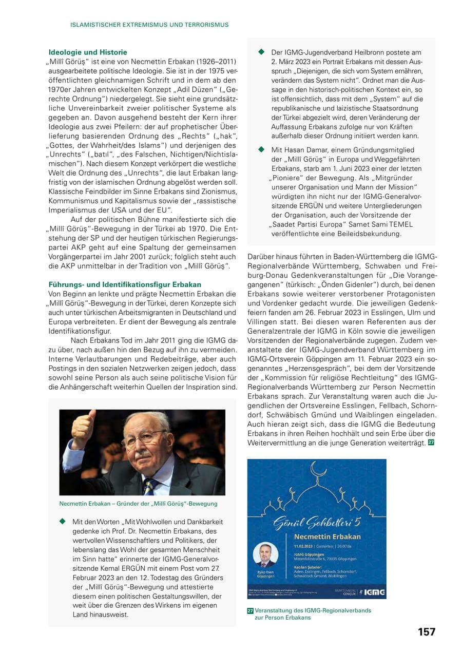 Seite 155 des Verfassungsschutzbericht 2023 Baden-Württemberg