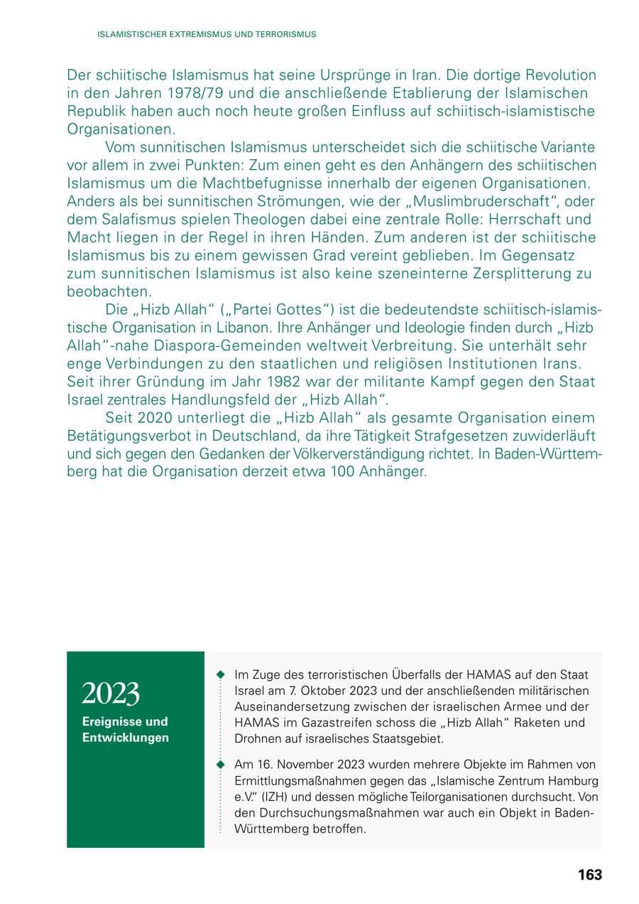 Seite 161 des Verfassungsschutzbericht 2023 Baden-Württemberg
