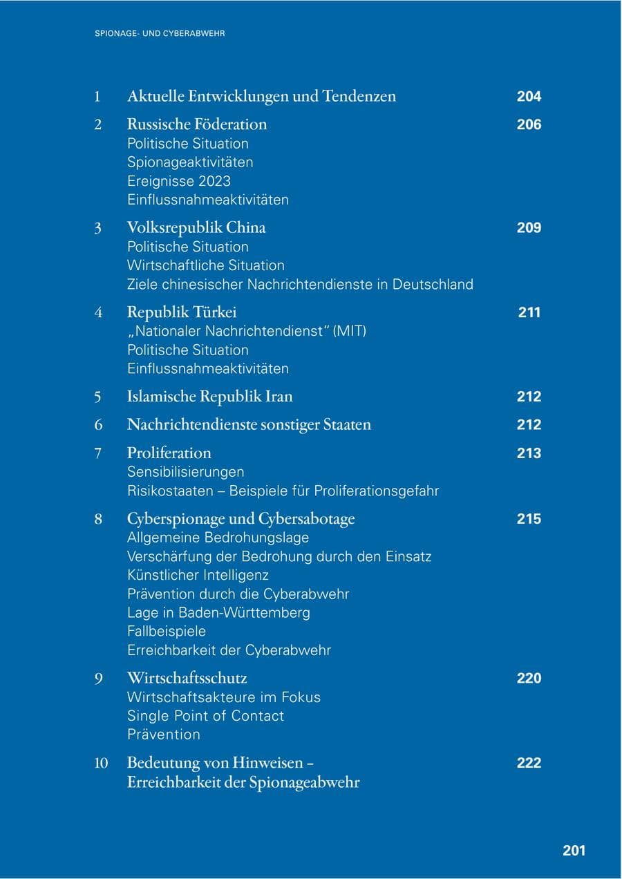 Seite 199 des Verfassungsschutzbericht 2023 Baden-Württemberg