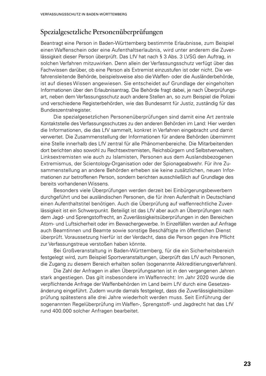 Seite 21 des Verfassungsschutzbericht 2023 Baden-Württemberg