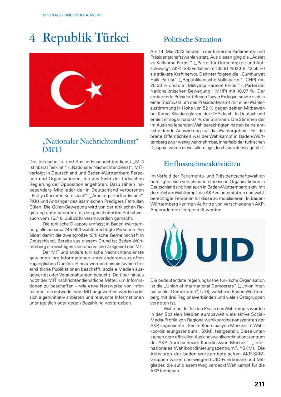 Seite 209 des Verfassungsschutzbericht 2023 Baden-Württemberg