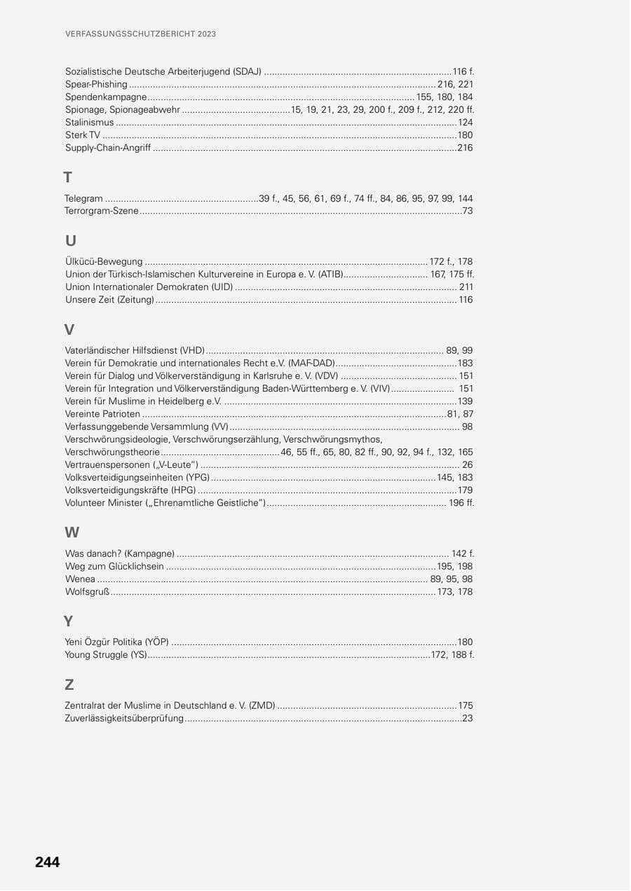 Seite 242 des Verfassungsschutzbericht 2023 Baden-Württemberg