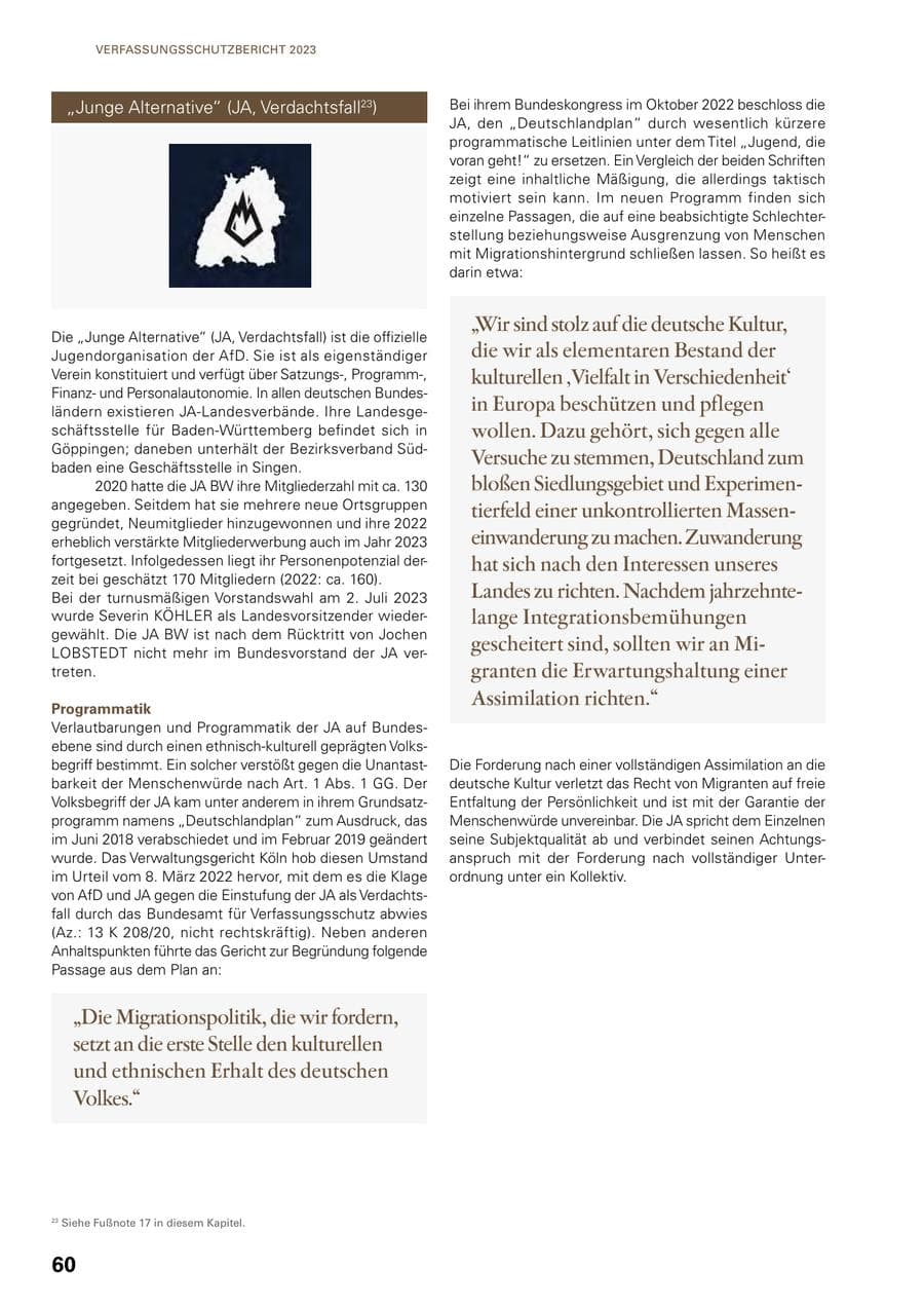 Seite 58 des Verfassungsschutzbericht 2023 Baden-Württemberg