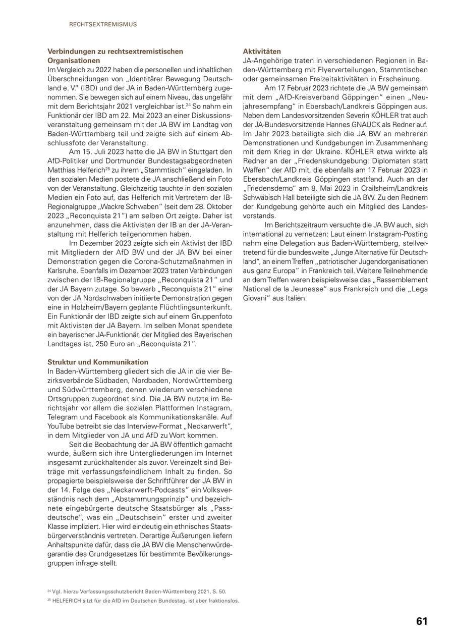 Seite 59 des Verfassungsschutzbericht 2023 Baden-Württemberg