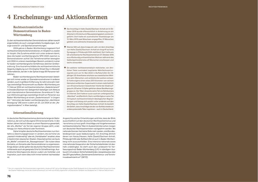 Seite 38 des Verfassungsschutzbericht 2024 Baden-Württemberg