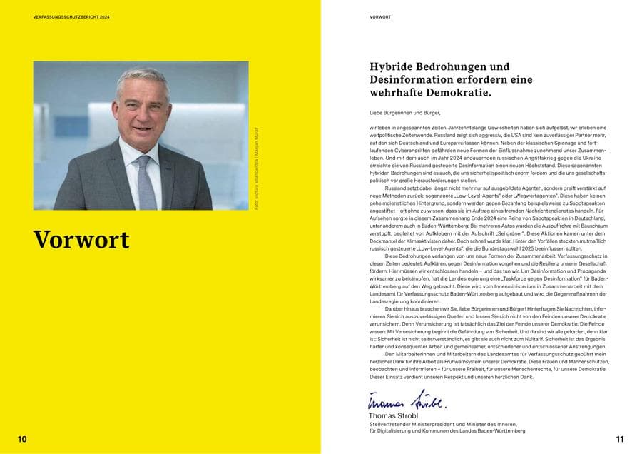 Seite 5 des Verfassungsschutzbericht 2024 Baden-Württemberg