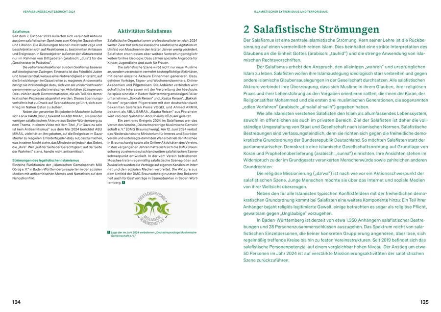 Seite 67 des Verfassungsschutzbericht 2024 Baden-Württemberg