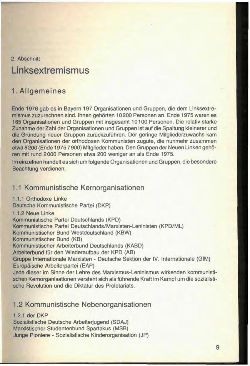 Seite 11 des Verfassungsschutzbericht 1976 Bayern