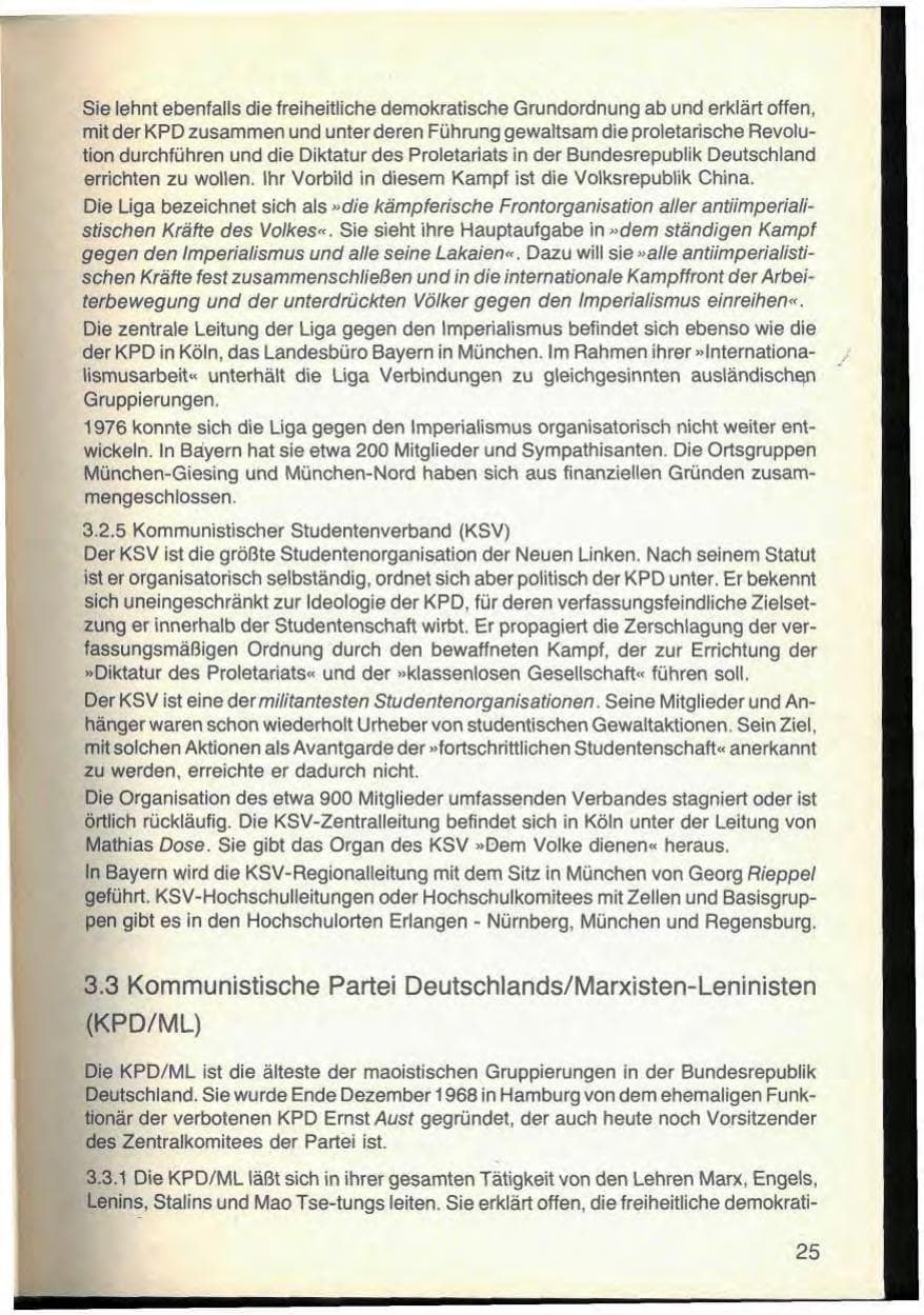 Seite 29 des Verfassungsschutzbericht 1976 Bayern