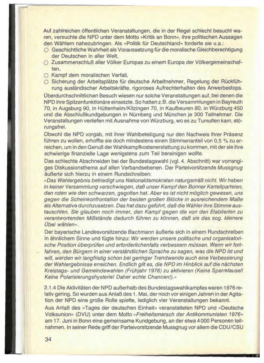 Seite 38 des Verfassungsschutzbericht 1976 Bayern