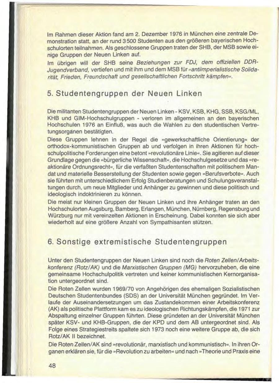 Seite 52 des Verfassungsschutzbericht 1976 Bayern