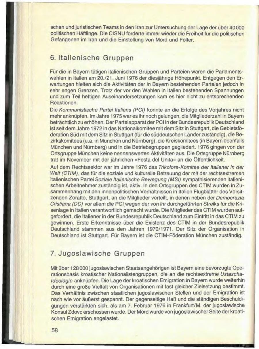 Seite 62 des Verfassungsschutzbericht 1976 Bayern