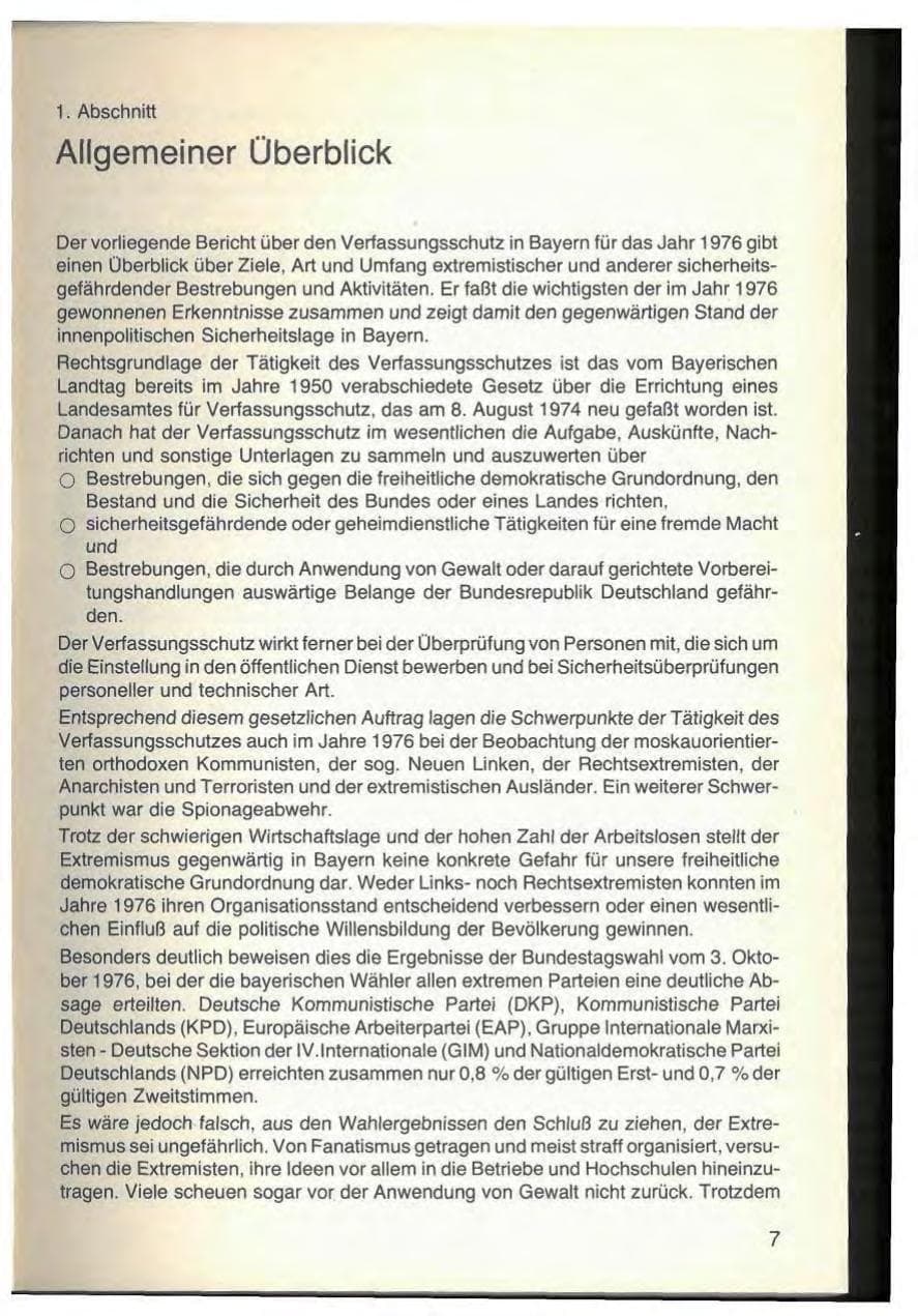 Seite 9 des Verfassungsschutzbericht 1976 Bayern