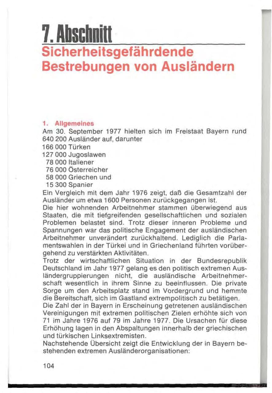 Seite 106 des Verfassungsschutzbericht 1977 Bayern