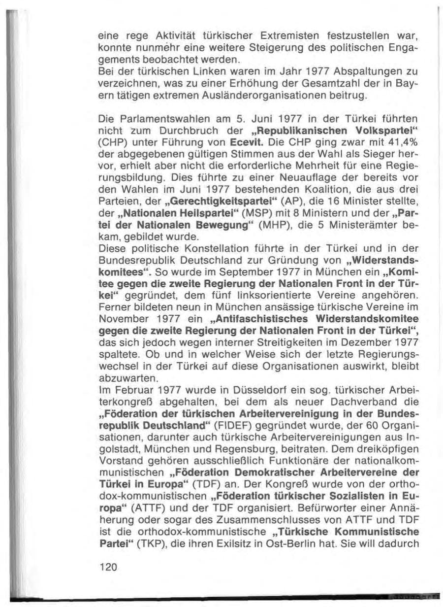 Seite 122 des Verfassungsschutzbericht 1977 Bayern