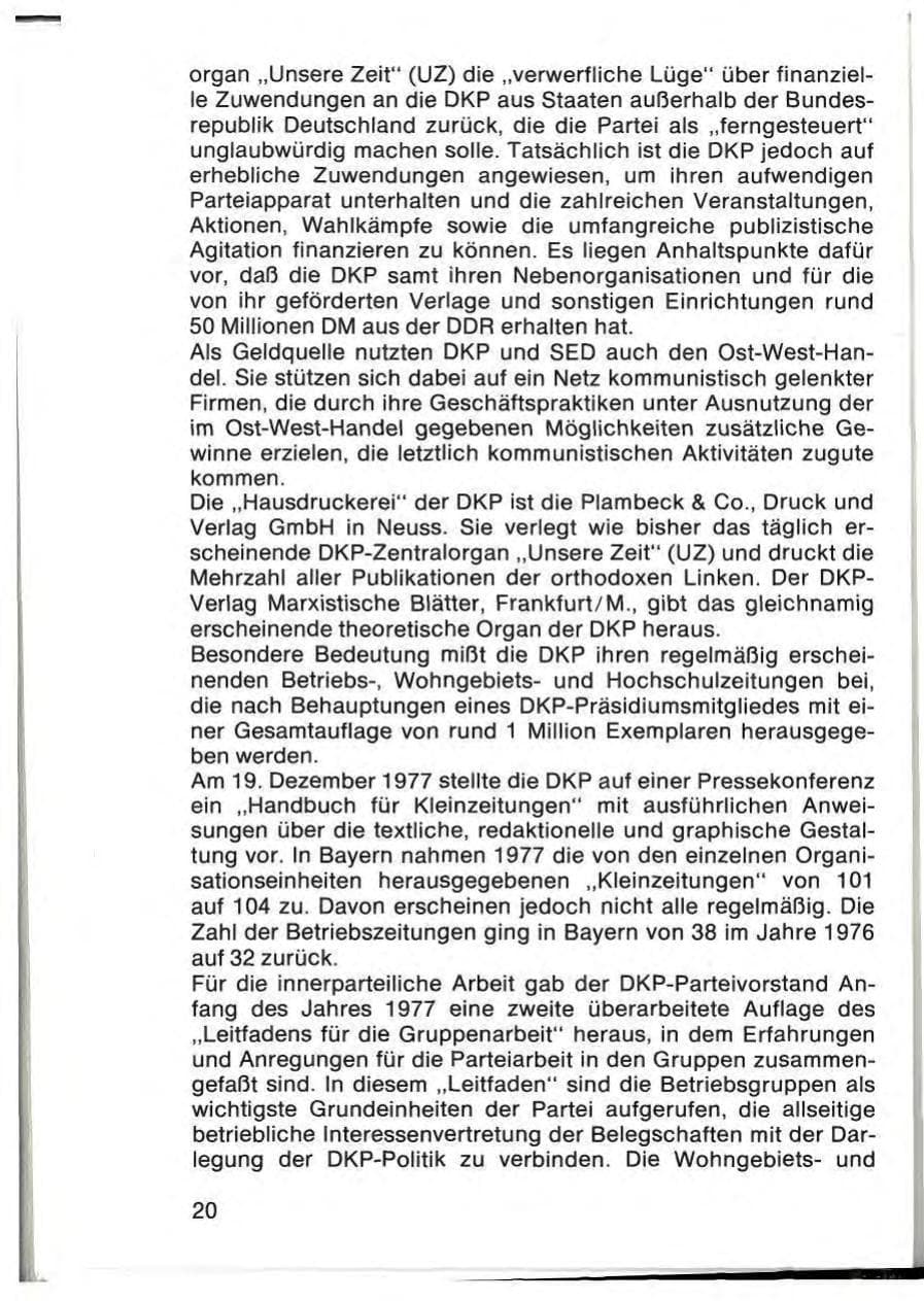 Seite 22 des Verfassungsschutzbericht 1977 Bayern