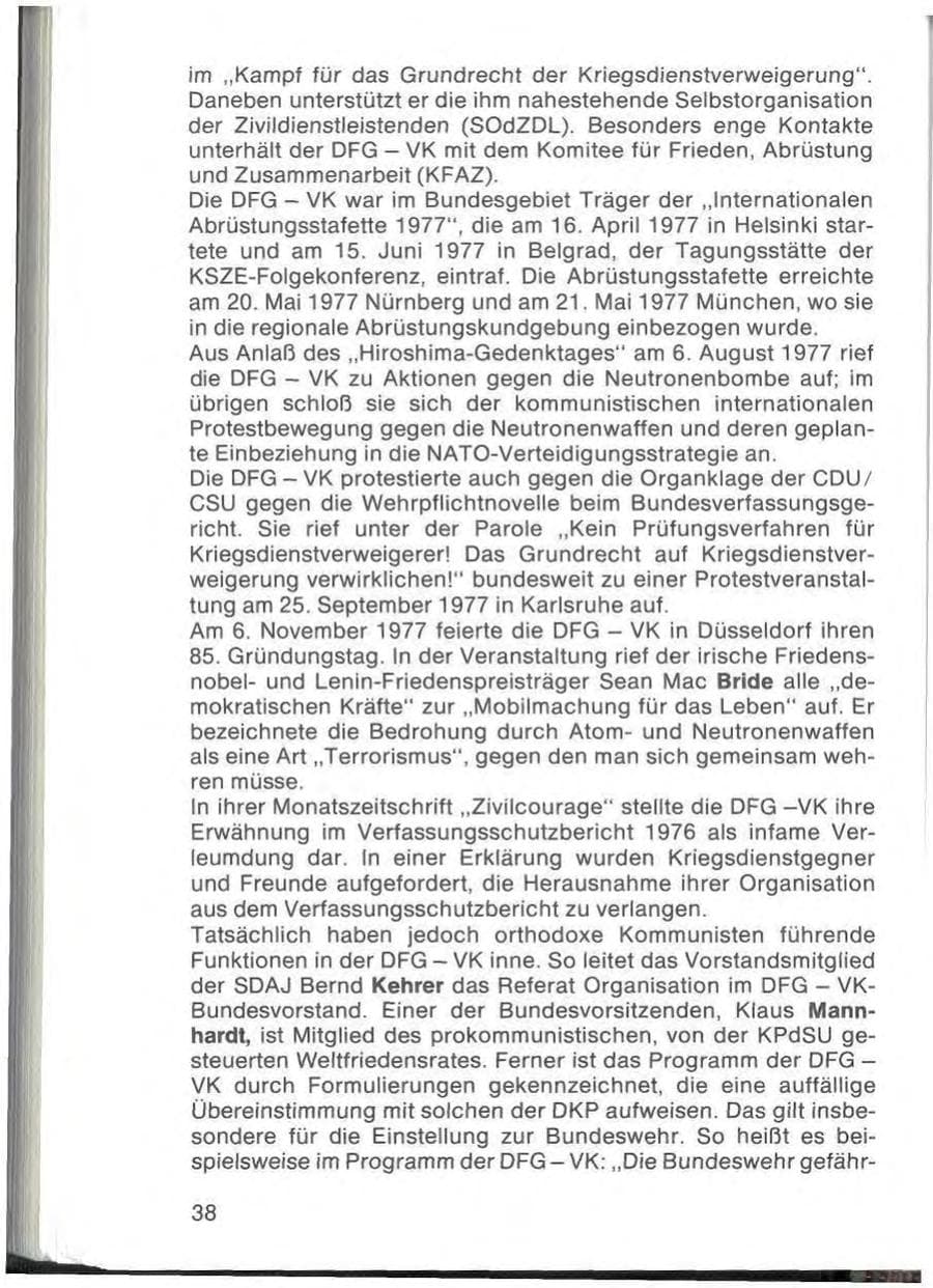 Seite 40 des Verfassungsschutzbericht 1977 Bayern