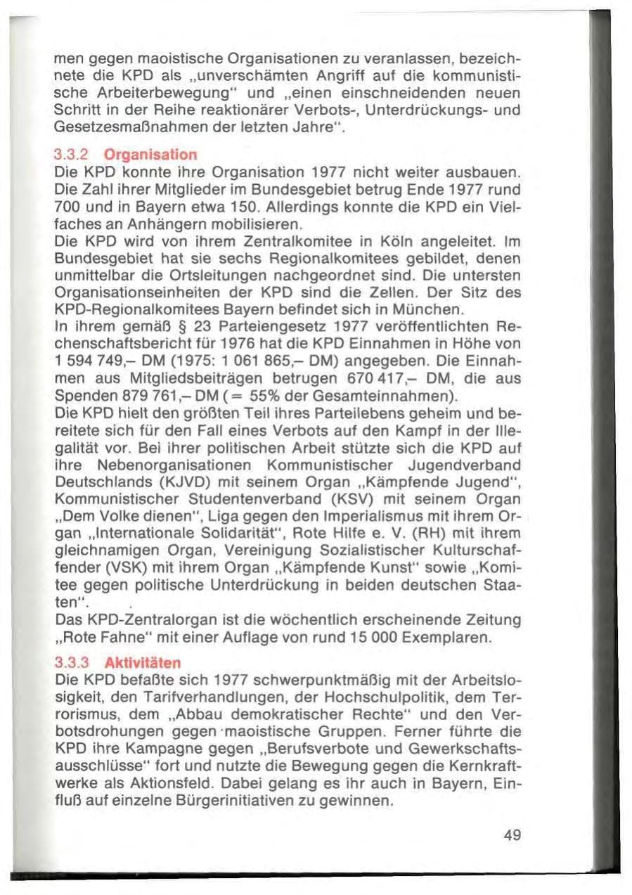 Seite 51 des Verfassungsschutzbericht 1977 Bayern