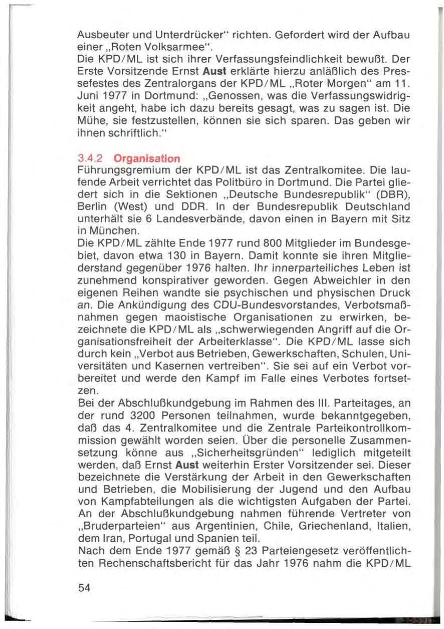 Seite 56 des Verfassungsschutzbericht 1977 Bayern