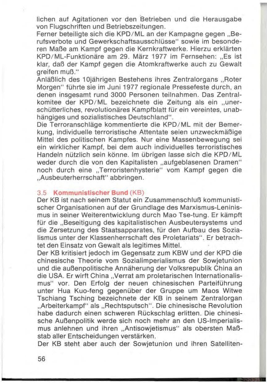 Seite 58 des Verfassungsschutzbericht 1977 Bayern