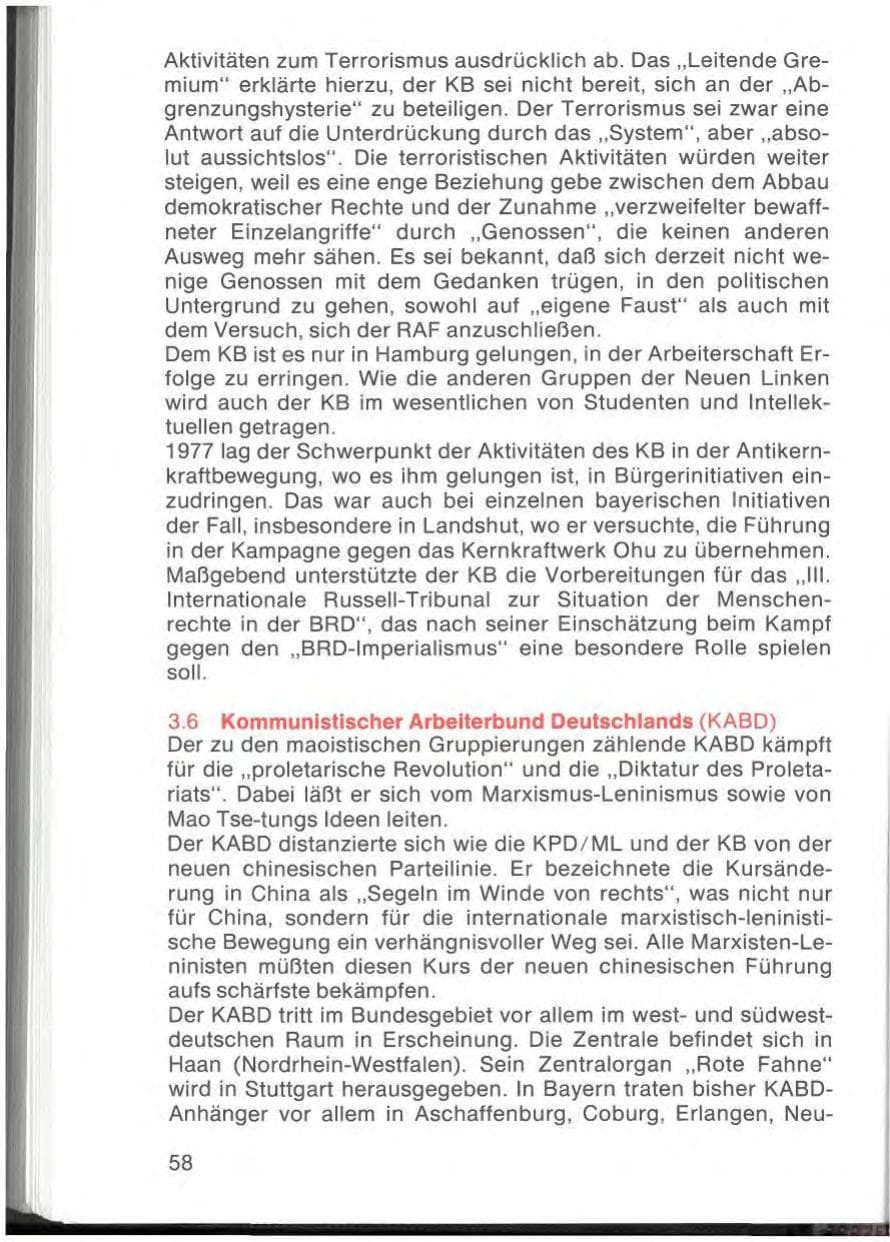 Seite 60 des Verfassungsschutzbericht 1977 Bayern