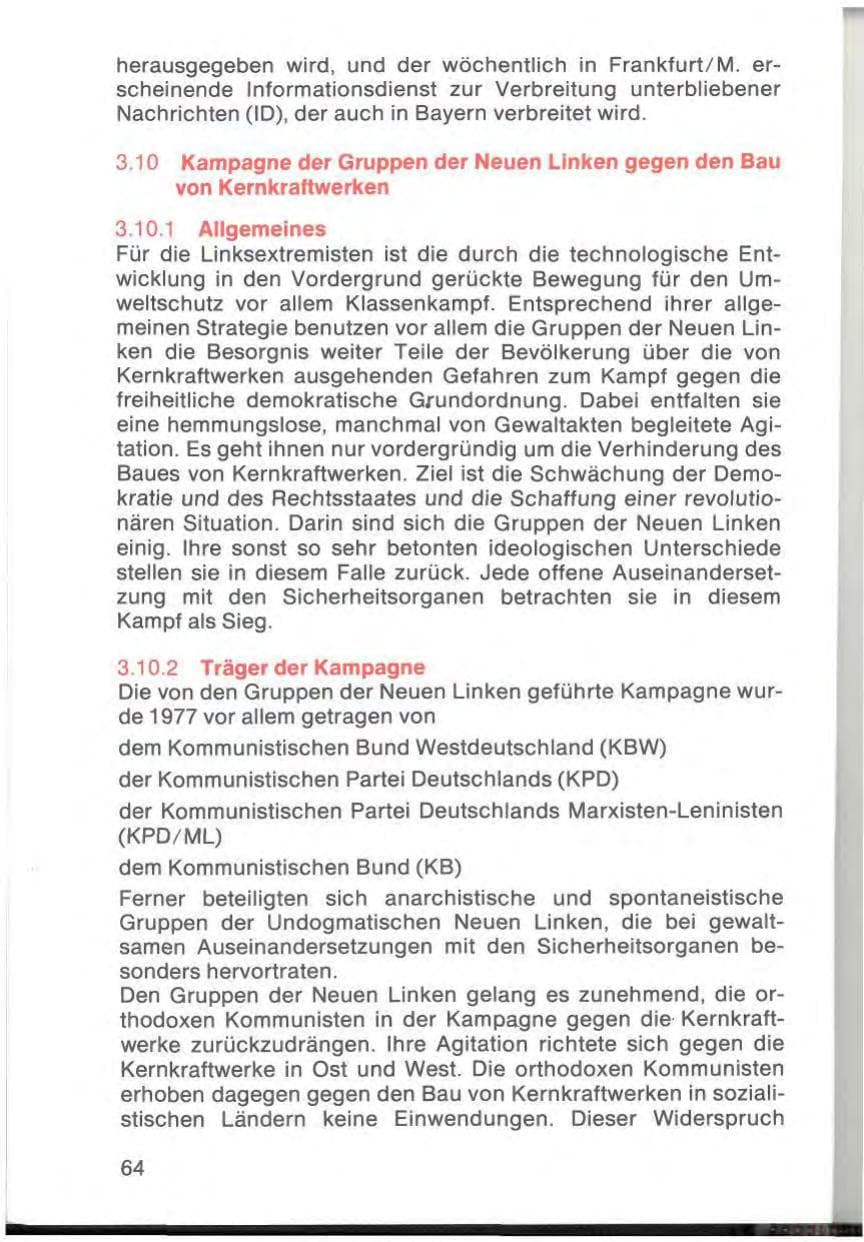 Seite 66 des Verfassungsschutzbericht 1977 Bayern