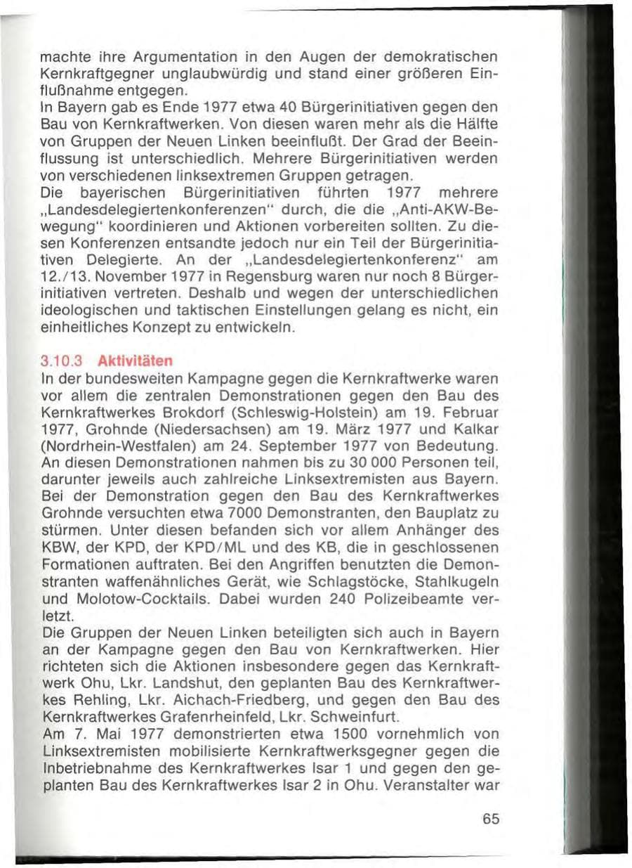 Seite 67 des Verfassungsschutzbericht 1977 Bayern