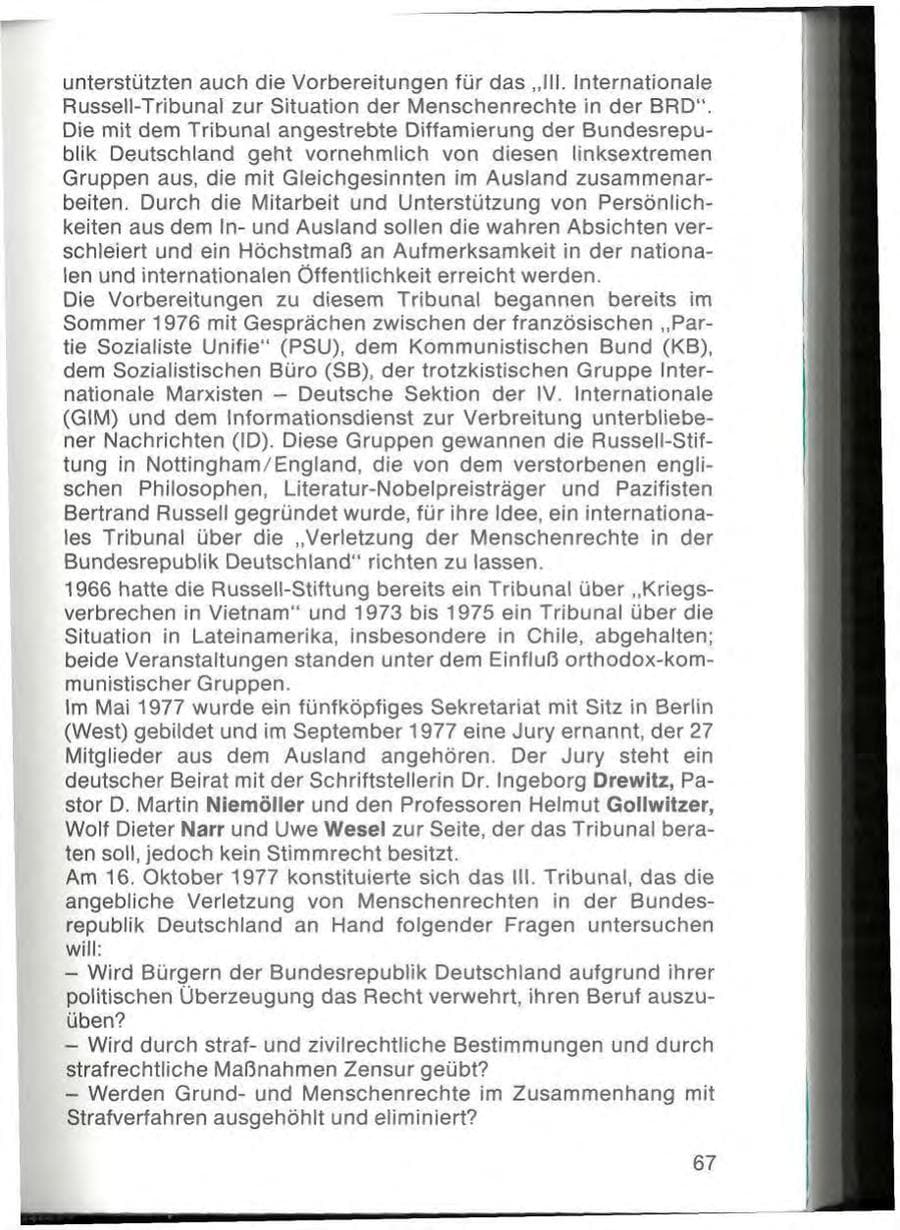 Seite 69 des Verfassungsschutzbericht 1977 Bayern