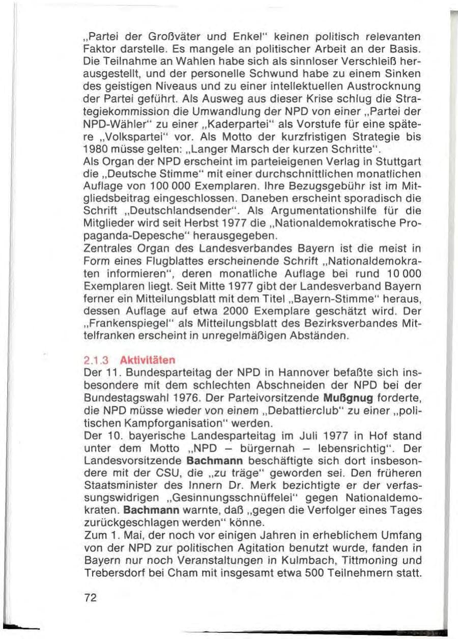 Seite 74 des Verfassungsschutzbericht 1977 Bayern