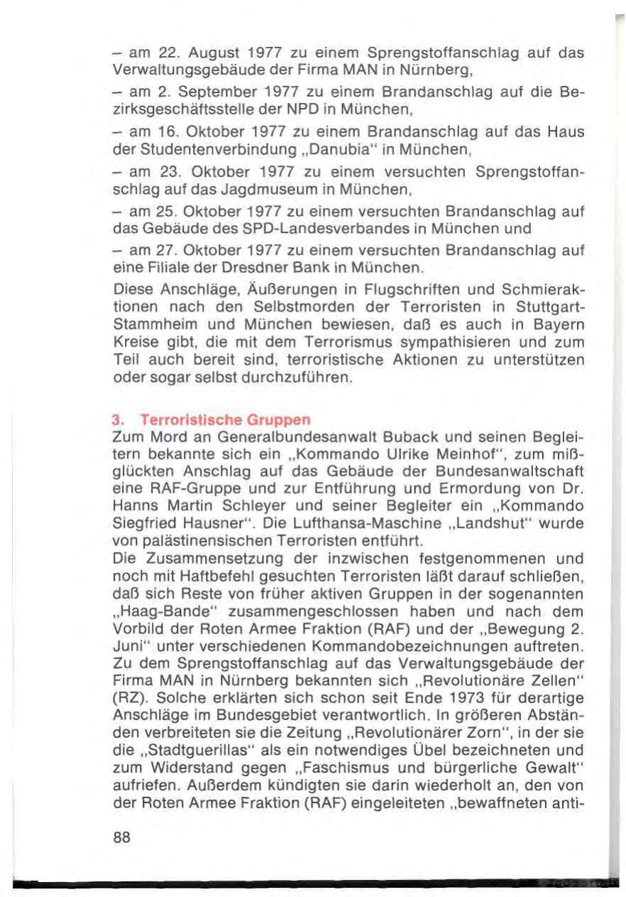 Seite 90 des Verfassungsschutzbericht 1977 Bayern