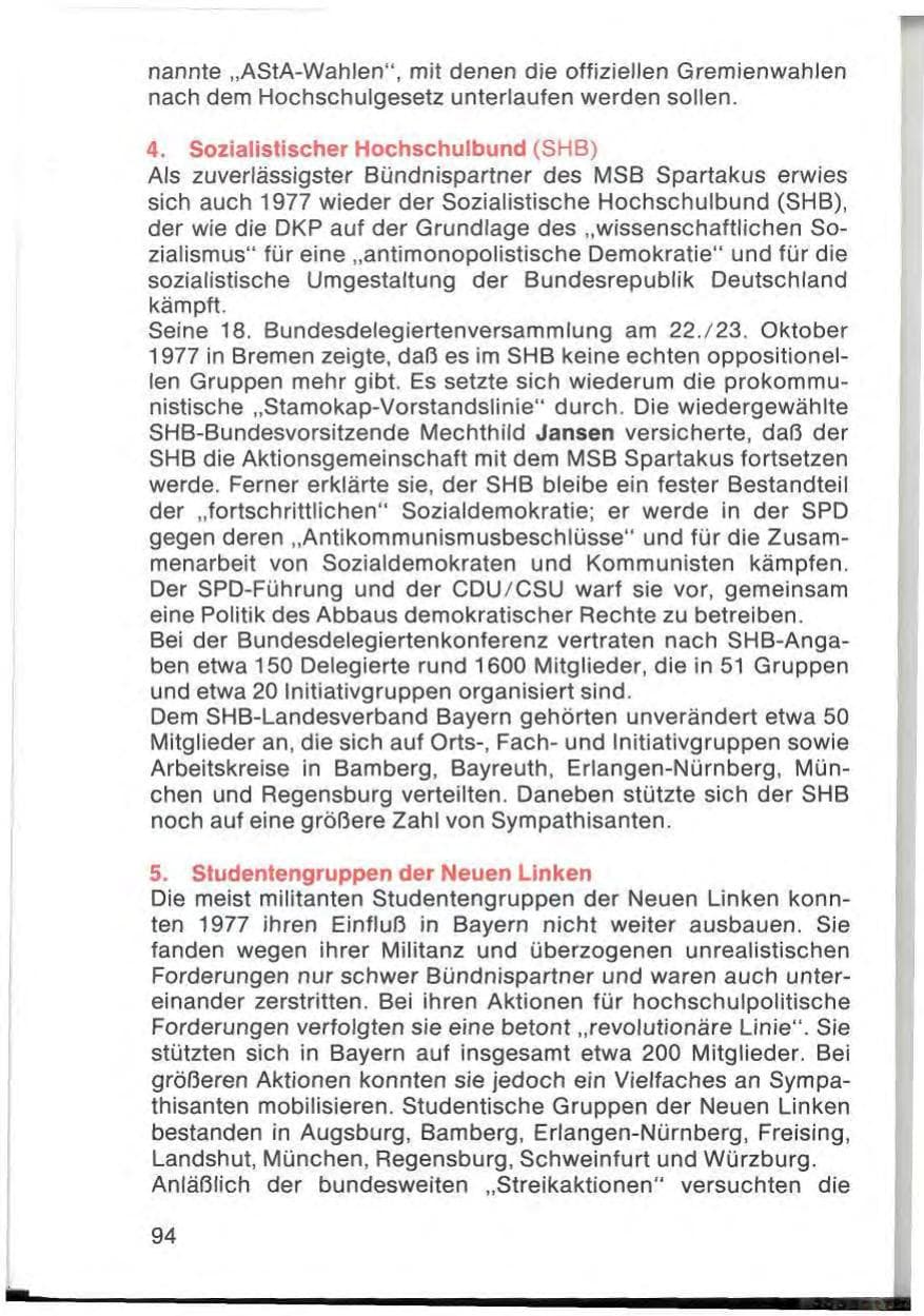 Seite 96 des Verfassungsschutzbericht 1977 Bayern
