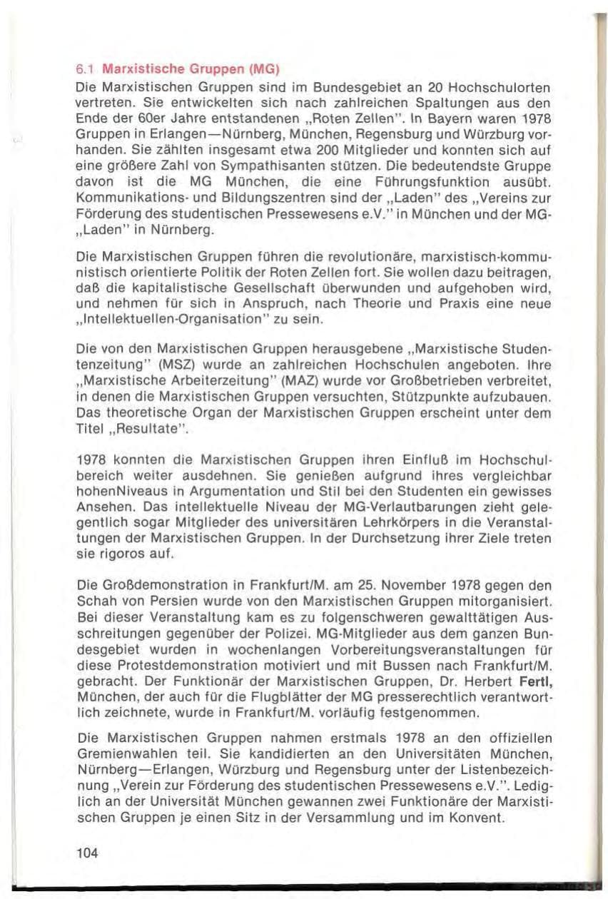 Seite 106 des Verfassungsschutzbericht 1978 Bayern