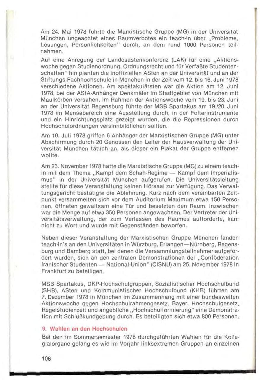 Seite 108 des Verfassungsschutzbericht 1978 Bayern