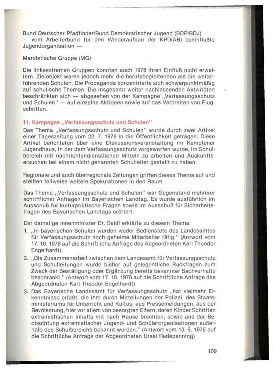 Seite 111 des Verfassungsschutzbericht 1978 Bayern