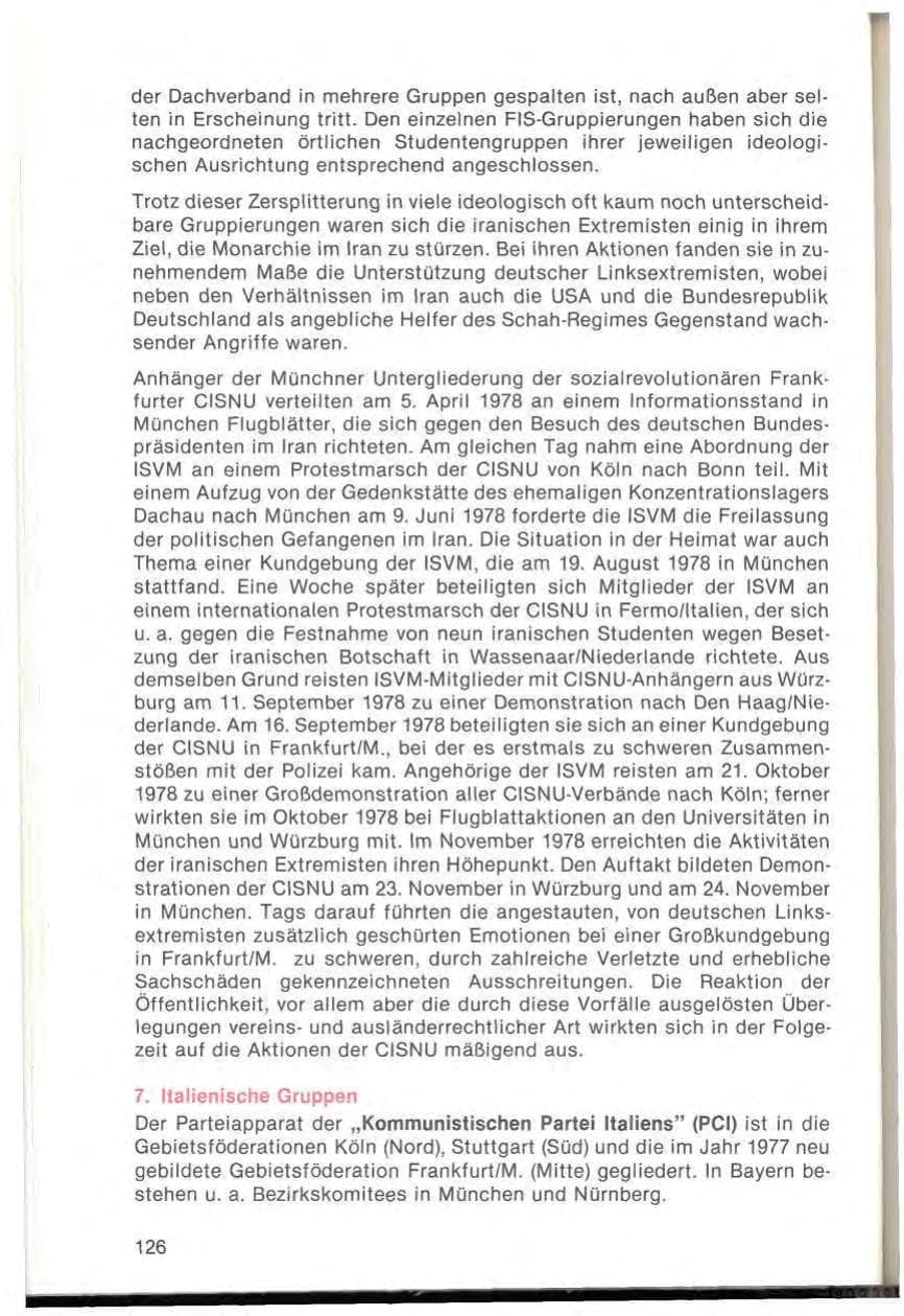 Seite 128 des Verfassungsschutzbericht 1978 Bayern