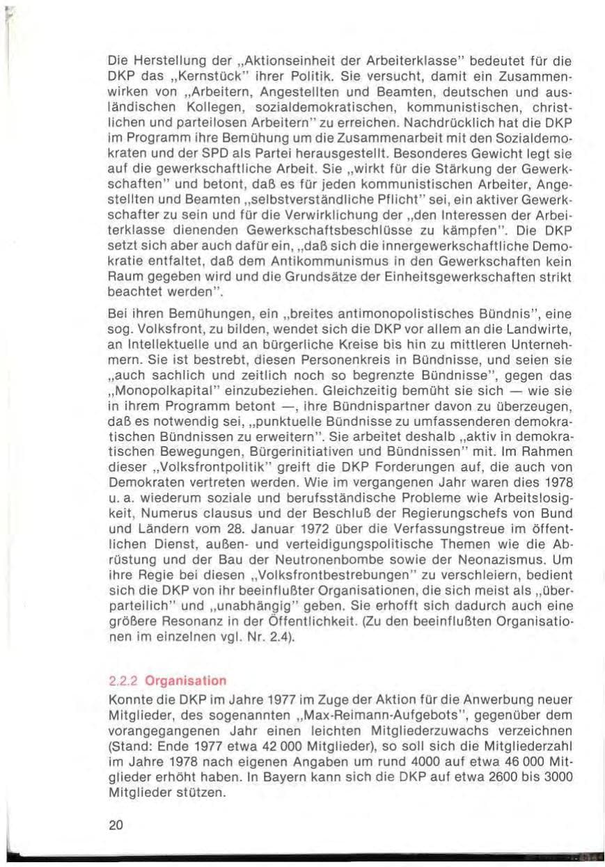 Seite 22 des Verfassungsschutzbericht 1978 Bayern