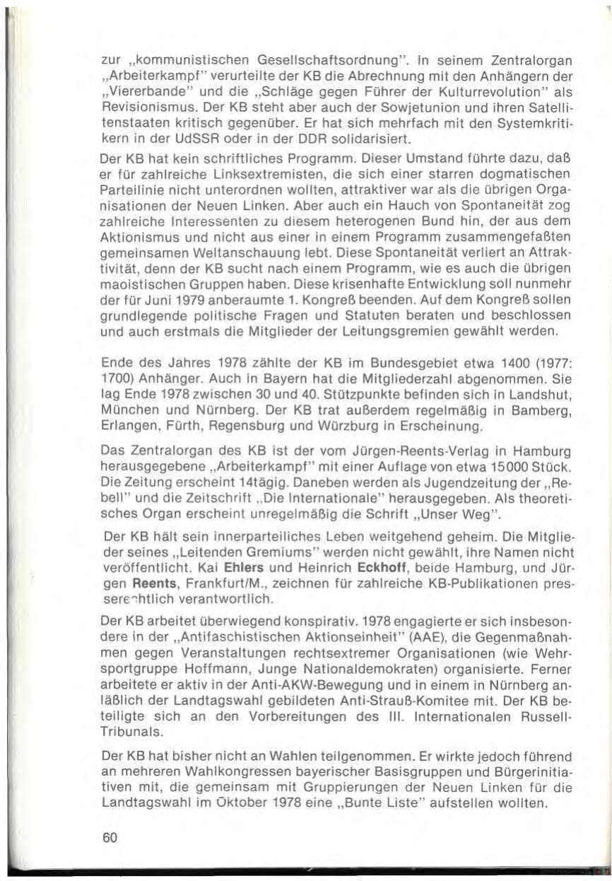 Seite 62 des Verfassungsschutzbericht 1978 Bayern