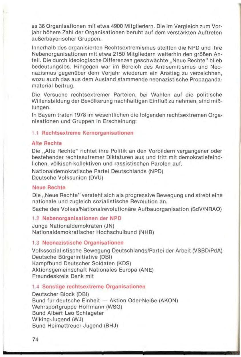 Seite 76 des Verfassungsschutzbericht 1978 Bayern