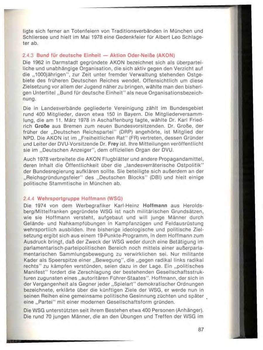 Seite 89 des Verfassungsschutzbericht 1978 Bayern