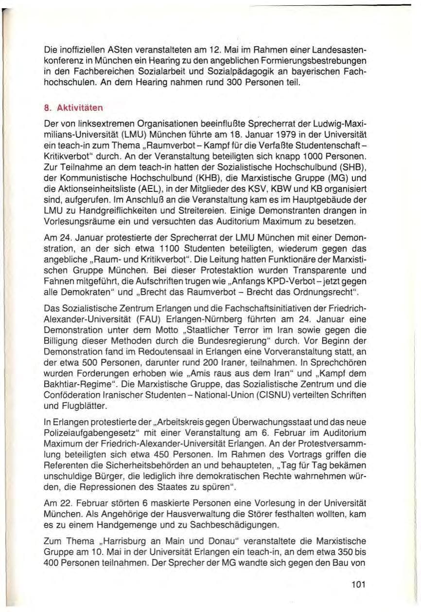 Seite 103 des Verfassungsschutzbericht 1979 Bayern