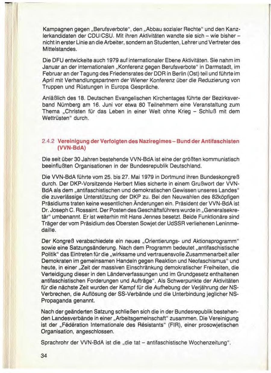Seite 36 des Verfassungsschutzbericht 1979 Bayern