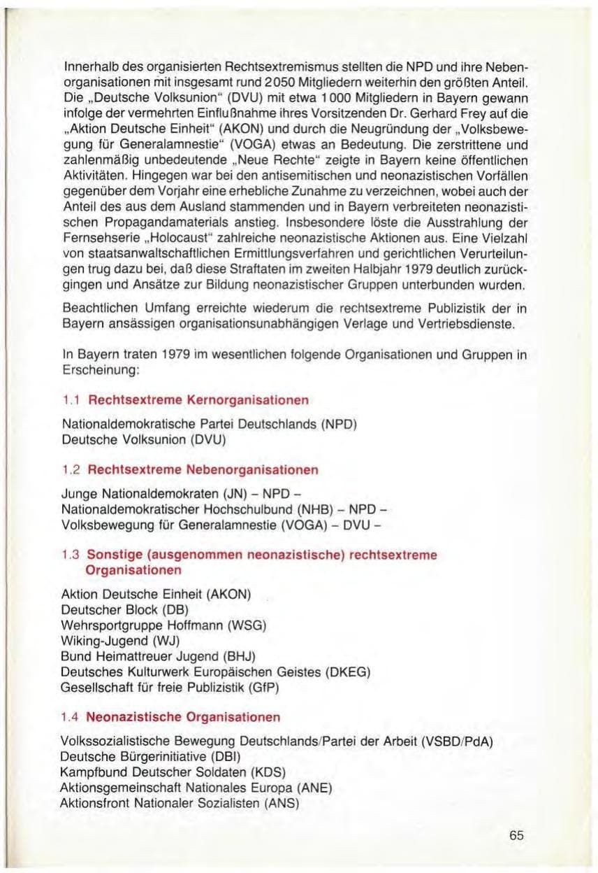 Seite 67 des Verfassungsschutzbericht 1979 Bayern