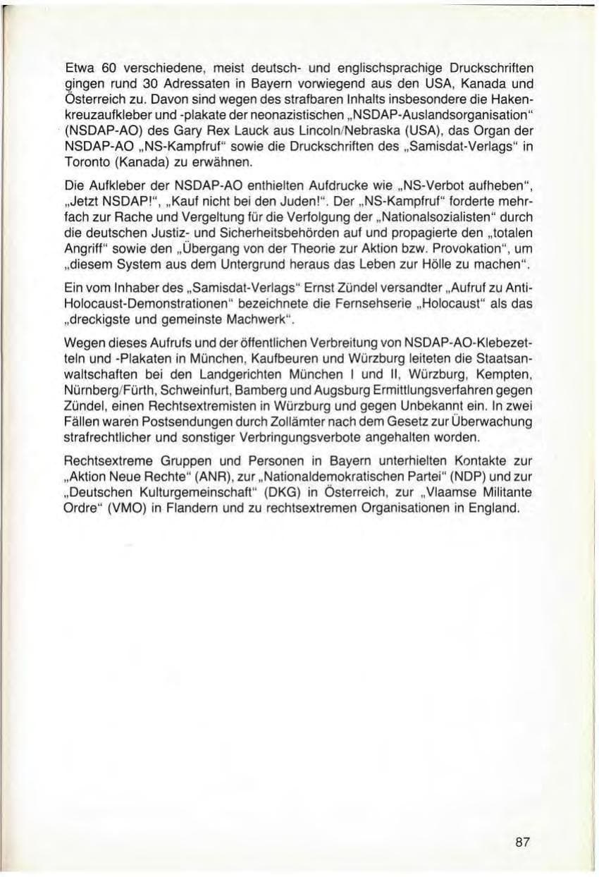 Seite 89 des Verfassungsschutzbericht 1979 Bayern