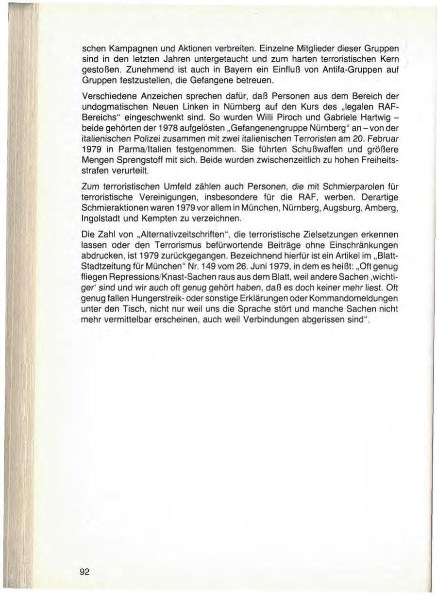 Seite 94 des Verfassungsschutzbericht 1979 Bayern
